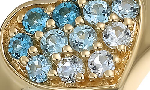 Bony Levy 14k Gold Pavé Blue Topaz Heart Signet Ring
