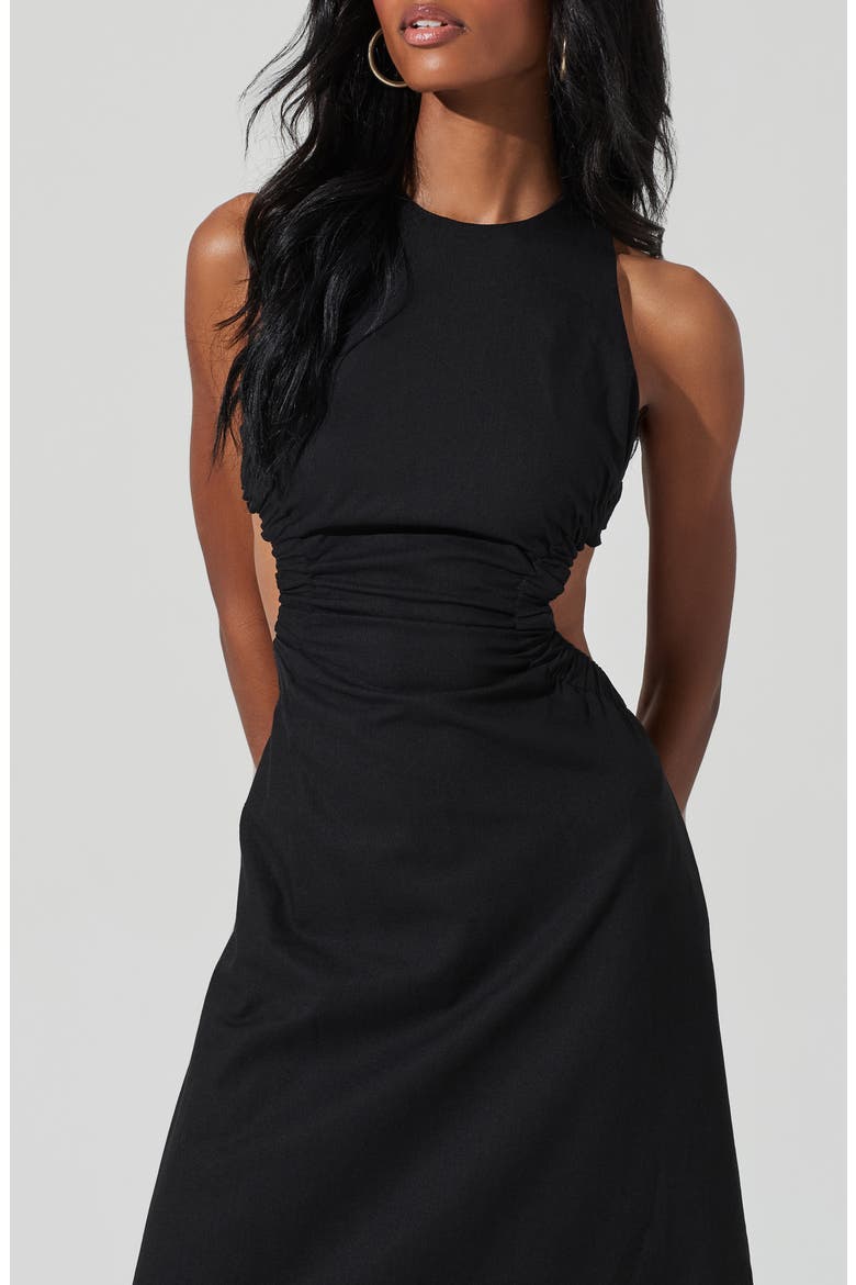 Open Back Linen & Cotton Maxi Dress, Alternate, color, BLACK
