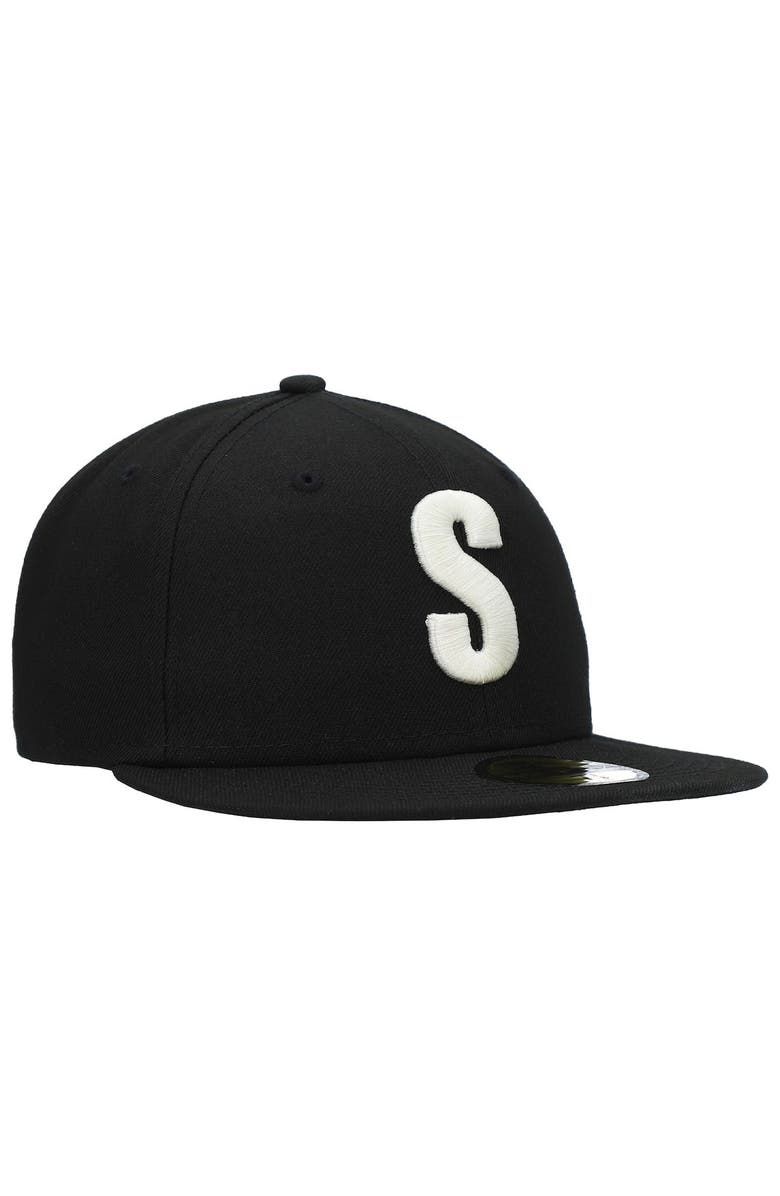 New Era Men's New Era Black Seattle Mariners Cooperstown Collection Turn Back The Clock Steelheads 59FIFTY Fitted Hat, Alternate, color, Black