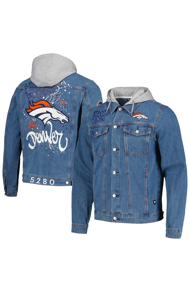 THE WILD COLLECTIVE Men's The Wild Collective Denim Denver Broncos Hooded Full-Button Denim Jacket, Main, color, 
