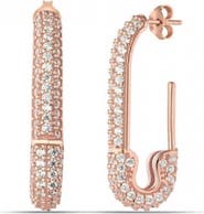 Spero London Pave Stud Safety Pin Earring Jewelled Sterling Silver