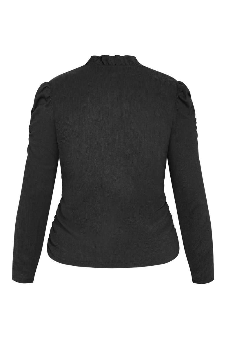 Anika Ruffle Trim Ruched Top, Alternate, color, BLACK