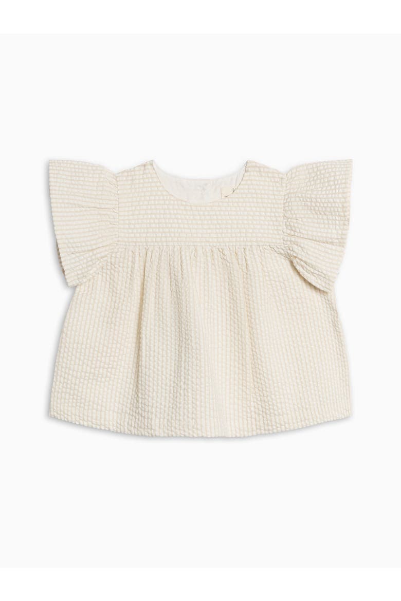 Organic Viv Seesucker Ruffle Top, Alternate, color, Dune Stripe