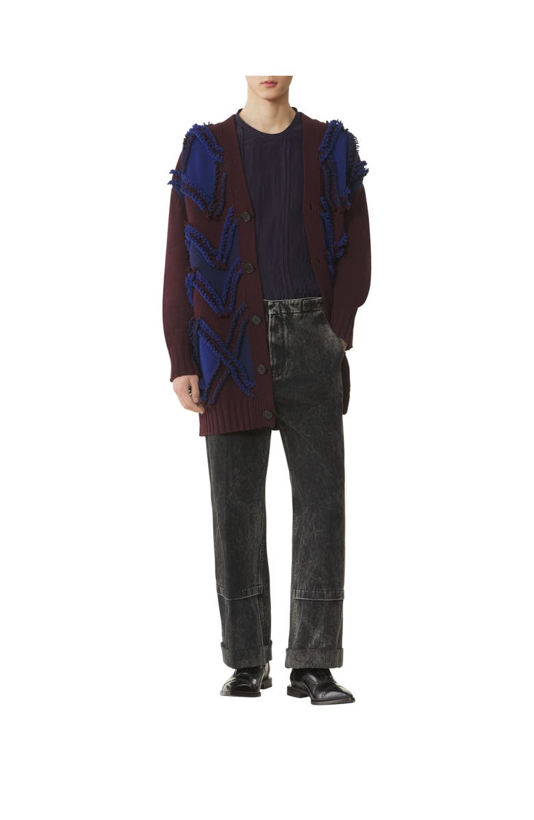 Lanvin Oversized Cardigan In Jacquard, Alternate, color, Bacchus