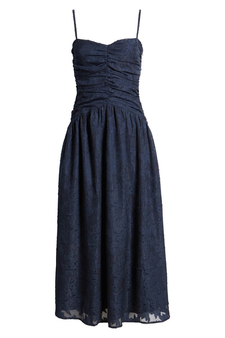 Celestial Glow Metallic Stripe Dress, Alternate, color, NAVY