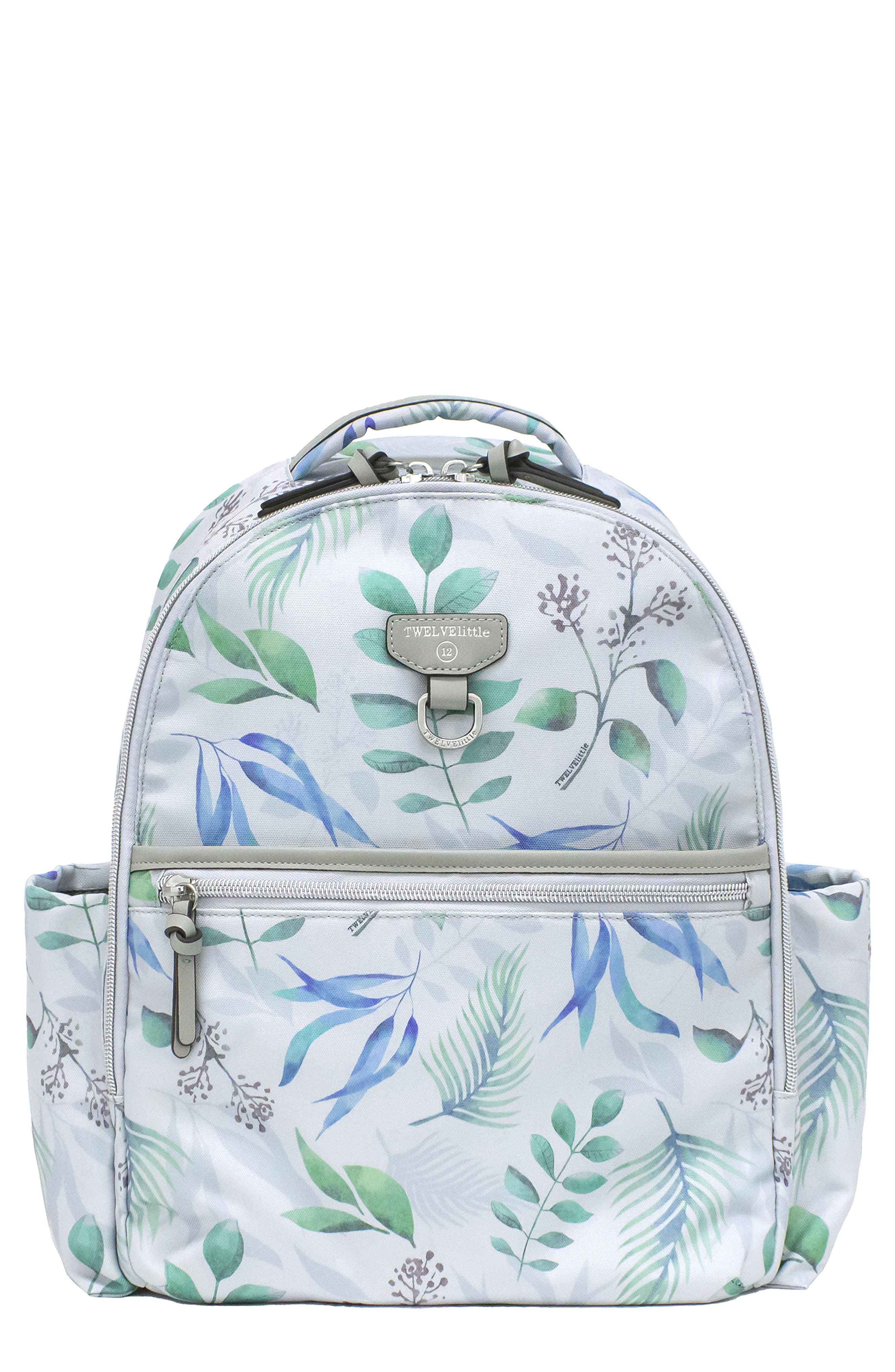TWELVElittle Midi Go 3.0 Leaf Print Water Resistant Diaper Backpack, Main, color, 