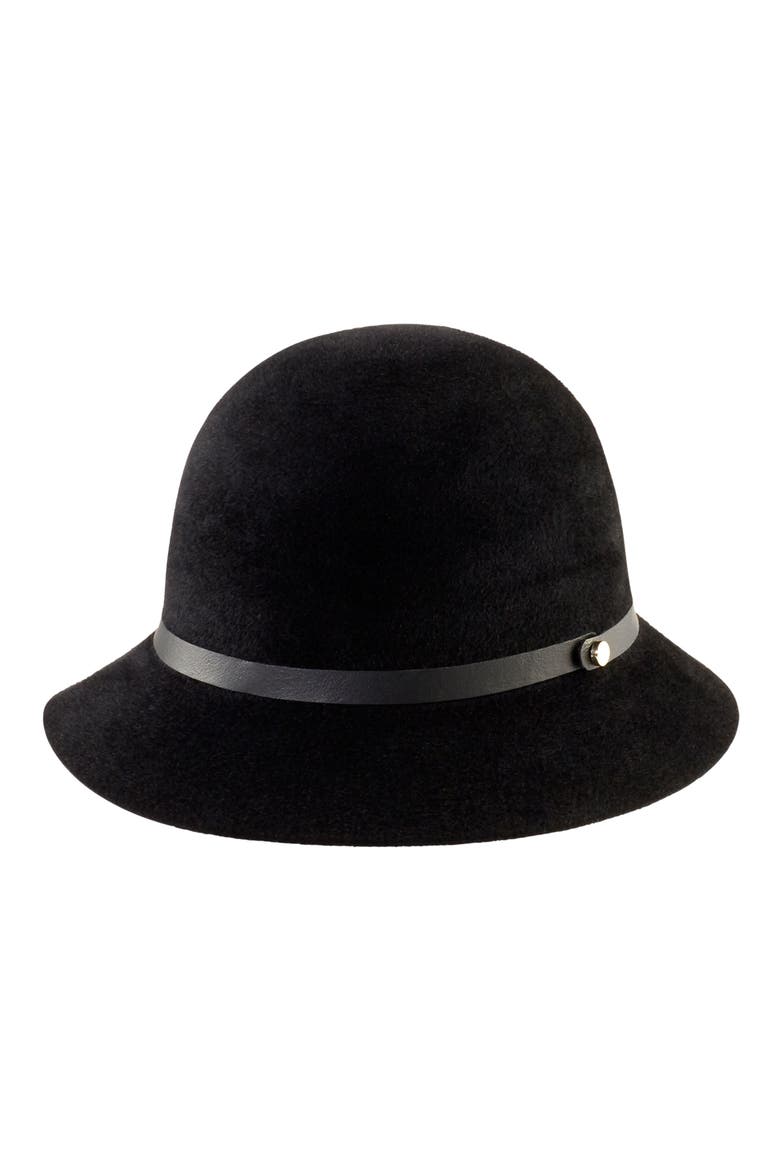 Helen Kaminksi Small Packable Fur Felt Cloche, Alternate, color, BLACK/ BLACK