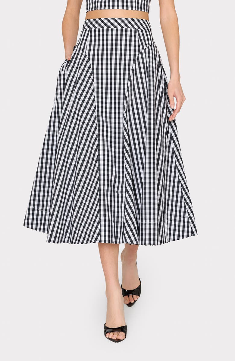 Milly Robin Gingham Midi Skirt, Main, color, Black/ White