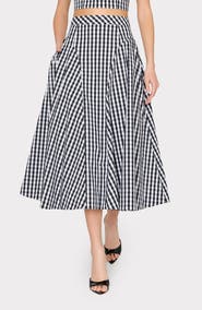 Milly Robin Gingham Midi Skirt