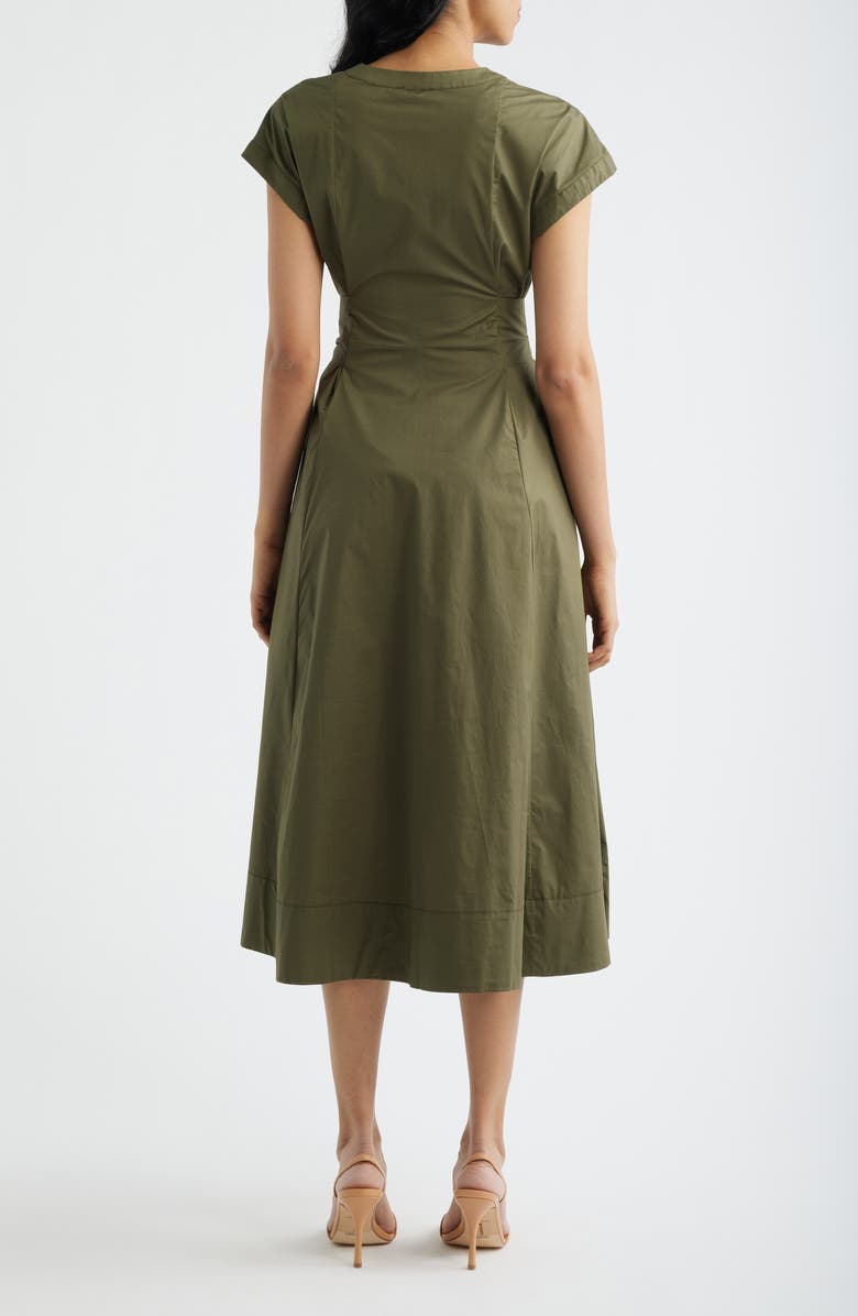 Halogen<sup>®</sup> Tie Front A-Line Dress, Alternate, color, Olive Night