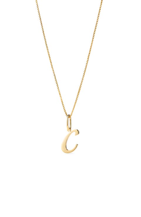 Solid Yellow Gold - Script Letter Necklace