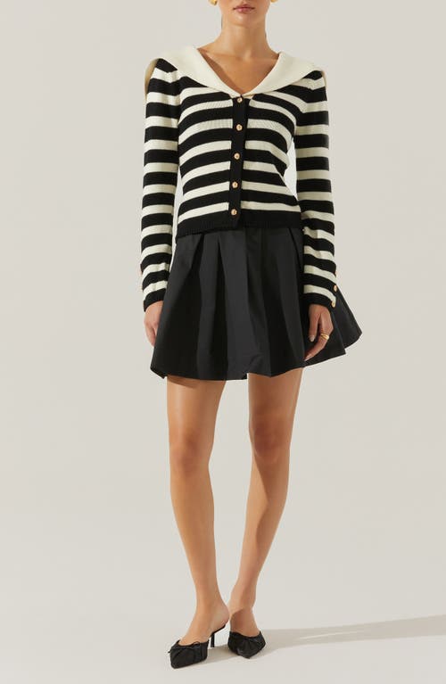 Astr The Label Analissa Stripe Collar Cardigan In Stripe Cream Black