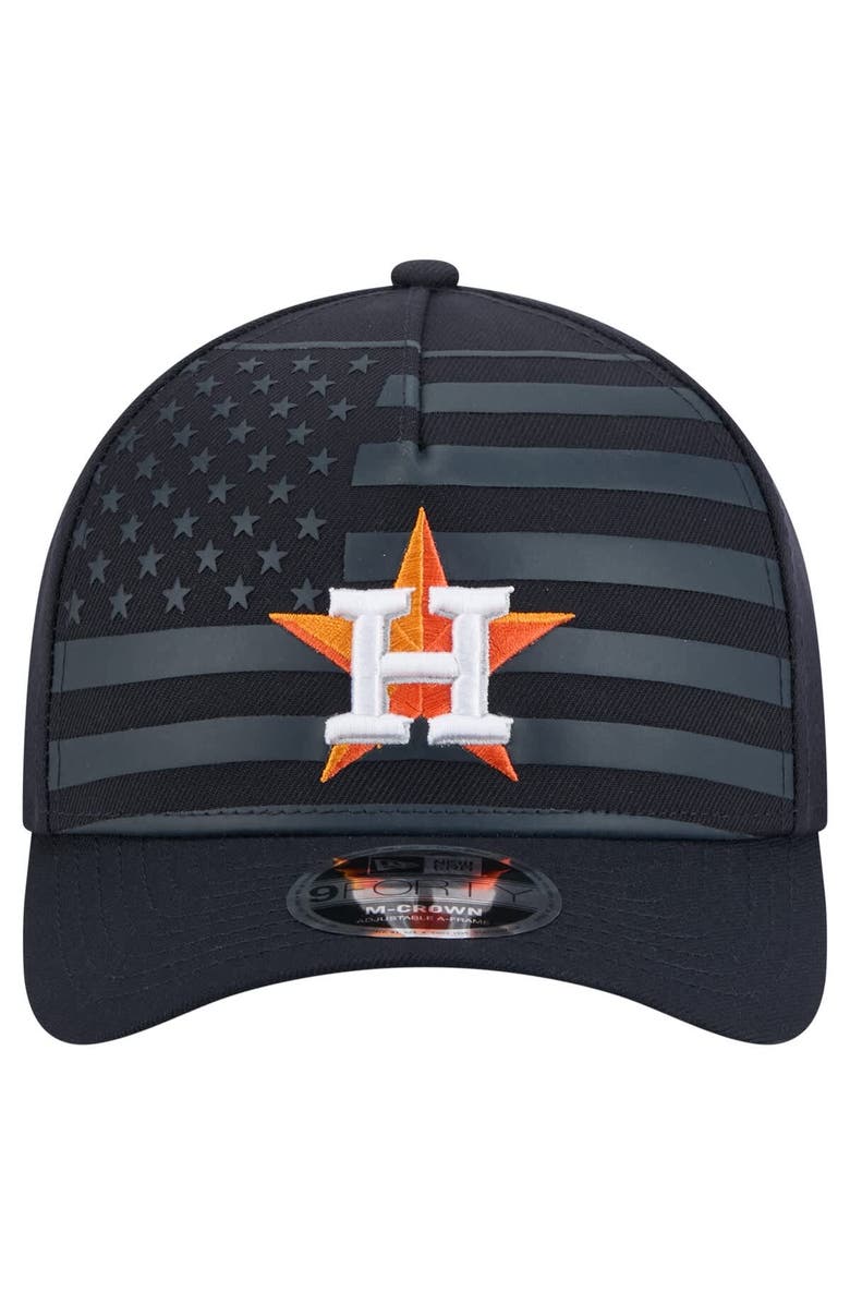 New Era Men's New Era Navy Houston Astros American Flag 9FORTY M-Crown A-Frame Adjustable Hat, Alternate, color, 