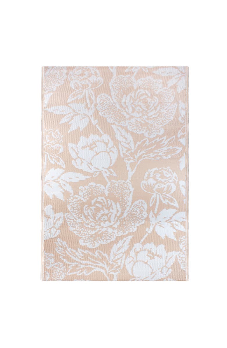 Northlight 4' x 6' Pink Beige and White Floral Rectangular Outdoor Area Rug, Main, color, Pink