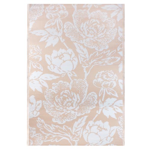 Northlight 4' X 6' Pink Beige And White Floral Rectangular Outdoor Area Rug In Neutral