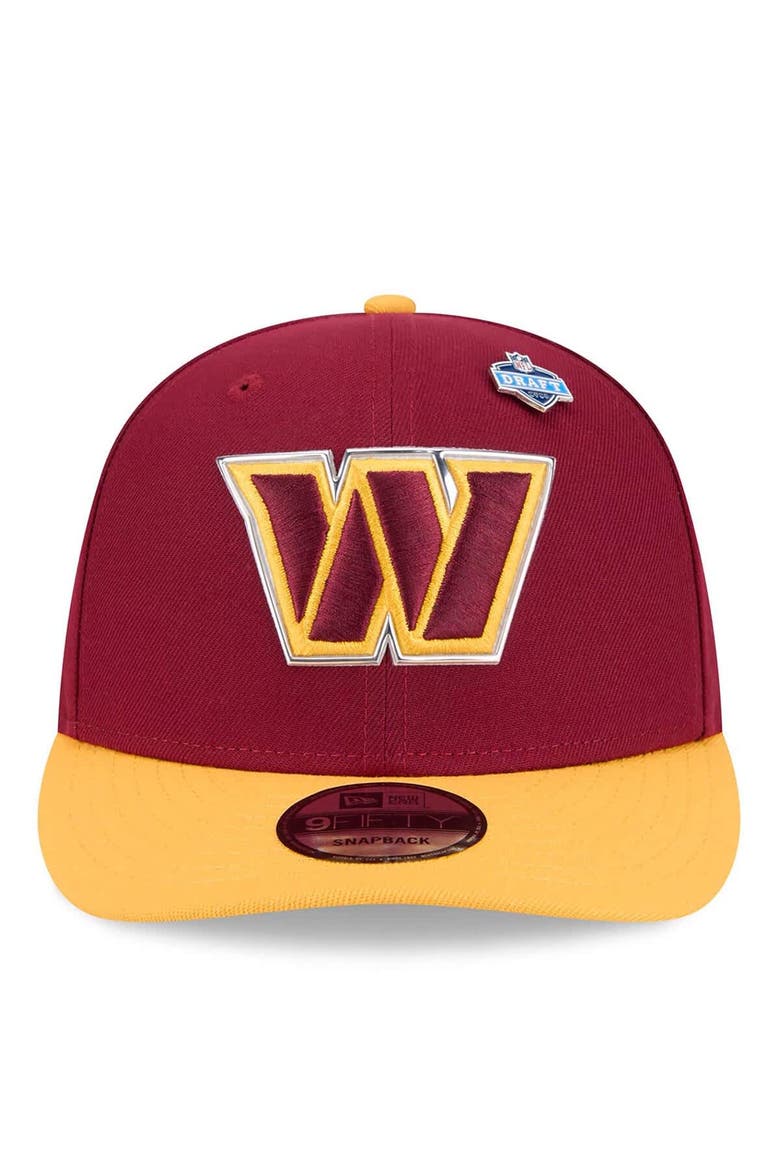 Men's New Era  Burgundy/Gold Washington Commanders 2026 NFL Draft On Stage Pre-Curved 9FIFTY Snapback Hat, Alternate, color, Burgundy