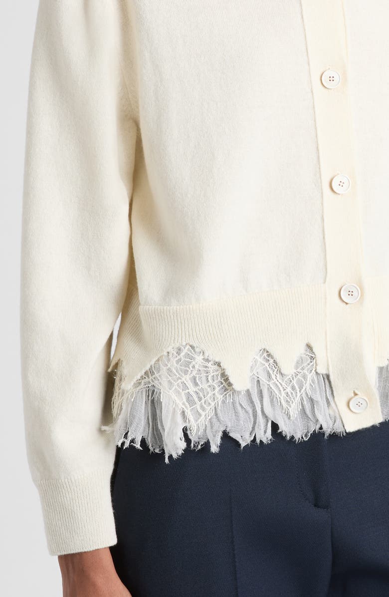 McQueen Cobweb Lace Shrunken Wool & Cashmere Cardigan, Alternate, color, Ivory/ Ivory