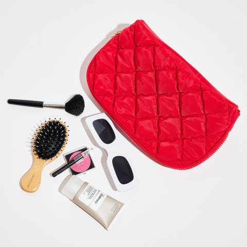 Cloud Kiss - Quilted Puffer Nylon Cosmetic & Travel Organizer Dome Pouch