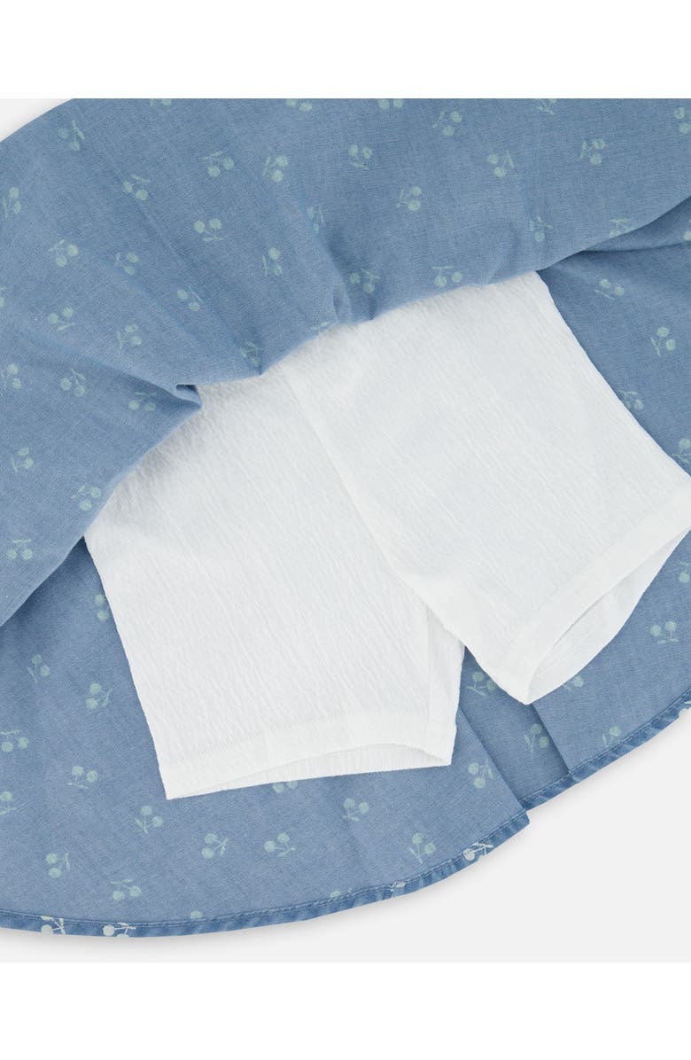 Deux par Deux Little Girl's Printed Chambray Skort Blue And White Cherries, Alternate, color,