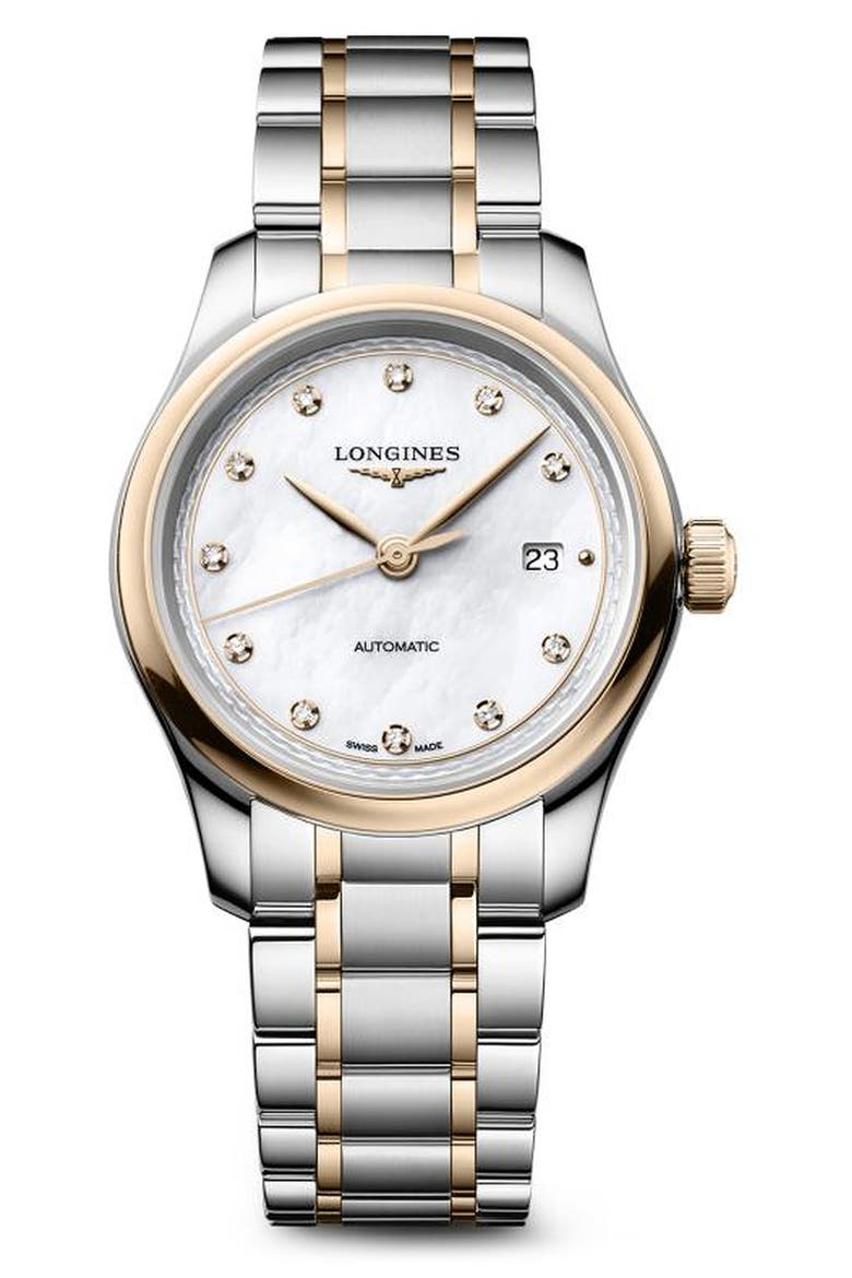 Master Collection Automatic Diamond Bracelet Watch, 30mm, Main, color, WHITE MOTHER OF PEARL