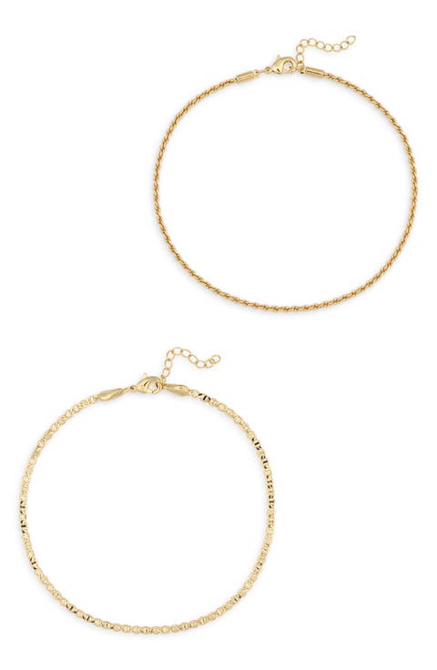 Set of 2 Demi Fine Mariner & Rope Chain Anklets