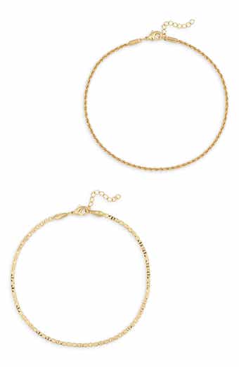 NORDSTROM RACK Set of 2 Demi Fine Mariner & Rope Chain Anklets