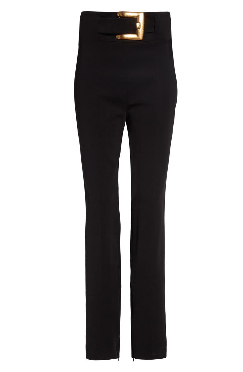 Balmain High Waist Belted Compact Knit Pants, Alternate, color, 0Pa Black