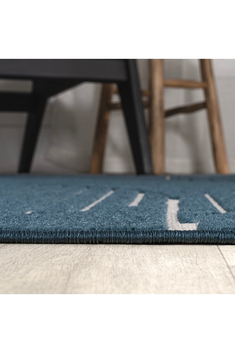 Nordby High-Low Geometric Arch Scandi Striped Indoor/Outdoor Area Rug, Alternate, color, Navy/Cream