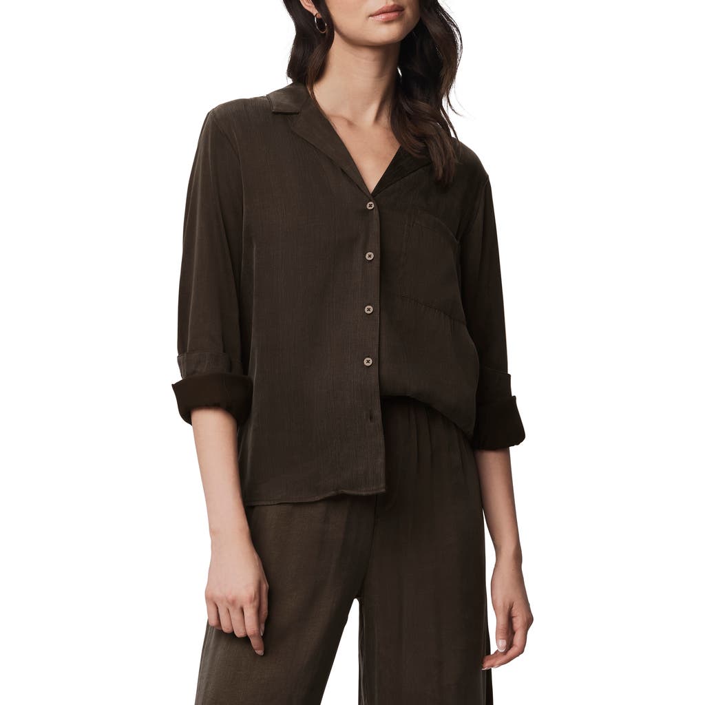 Splendid Serena Satin Shirt In Brown