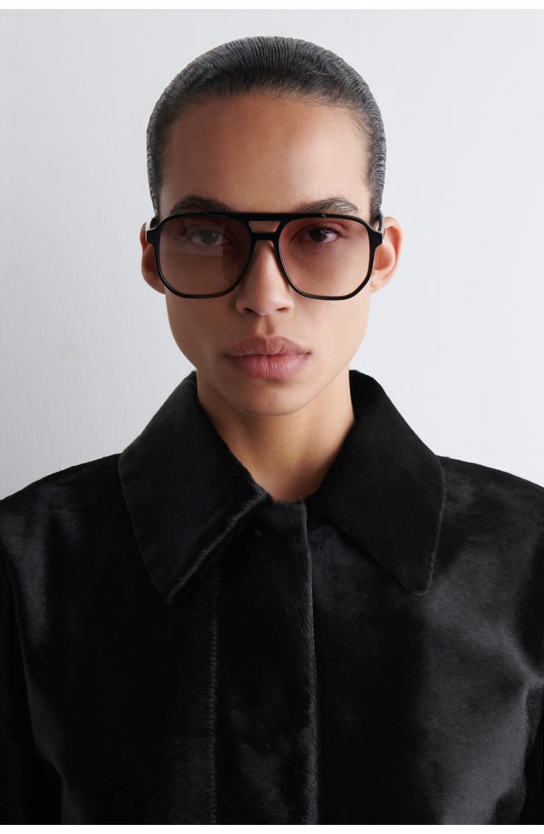 COS Oversized Square-Frame Aviator Sunglasses, Main, color, Black