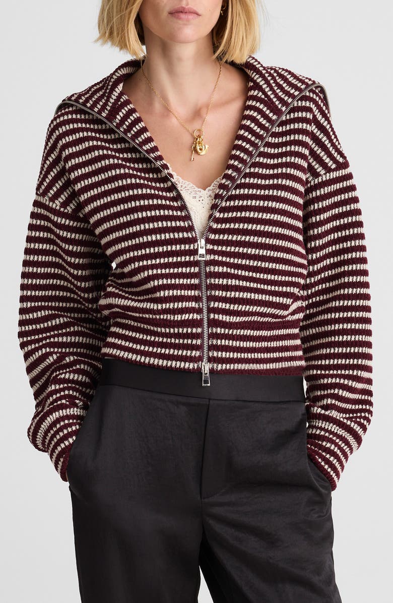 Madewell Zip Up Knit Jacket, Main, color, Dark Pomegrante