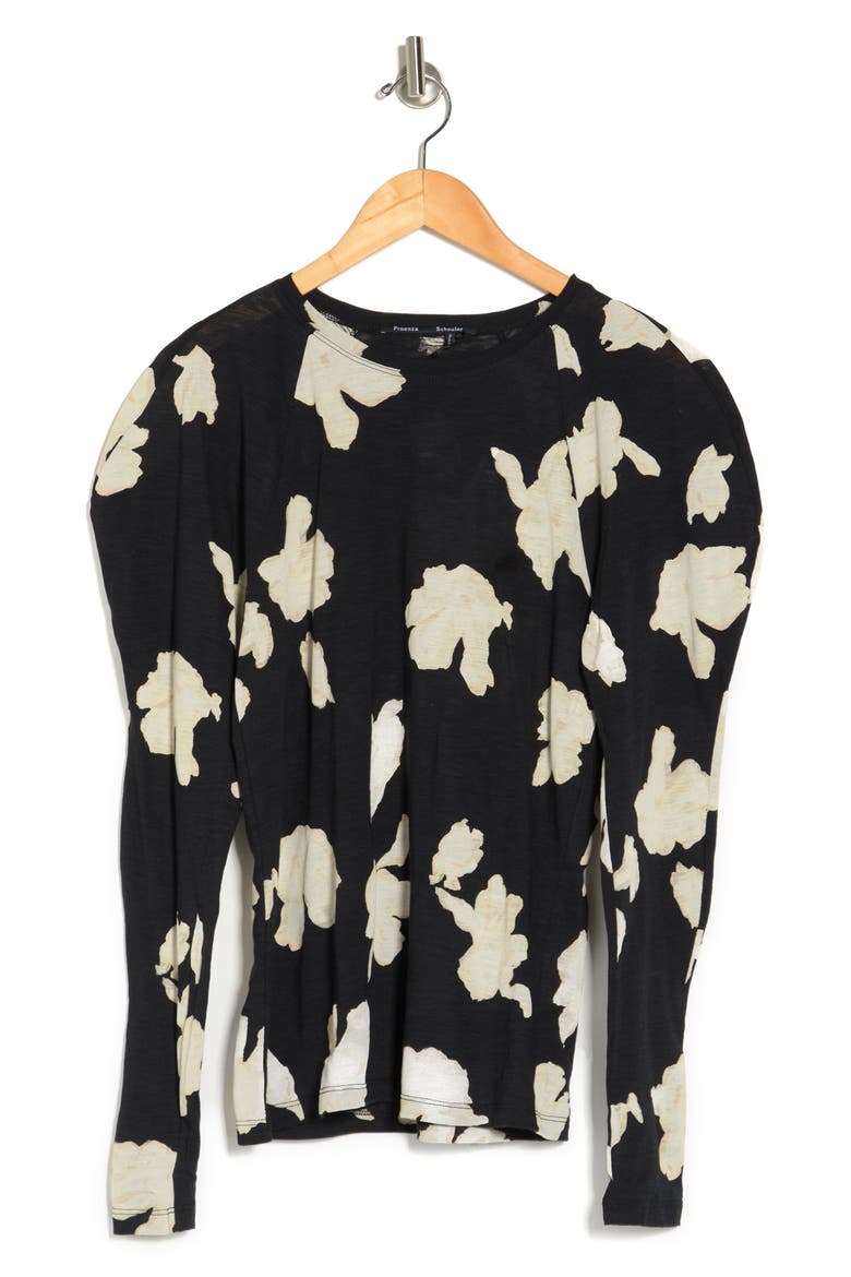 Leg Of Mutton Sleeve Jersey Top, Alternate, color, WHITE/ BLACK IRIS