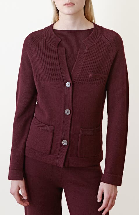 Sure Design Hoodie Shawl Cardigan in Maroon