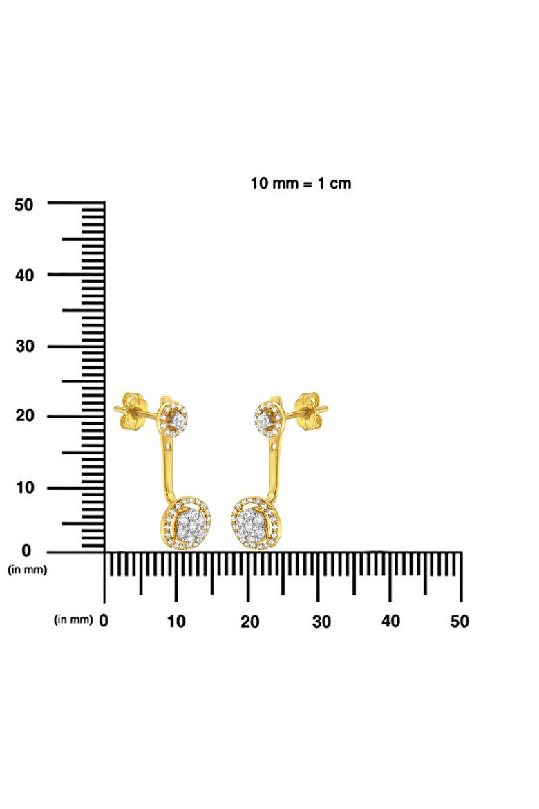 14K Yellow Gold Plated Silver 5/8 Ct Diamond Removable Stud and Dangle Earrings, Alternate, color, Yellow