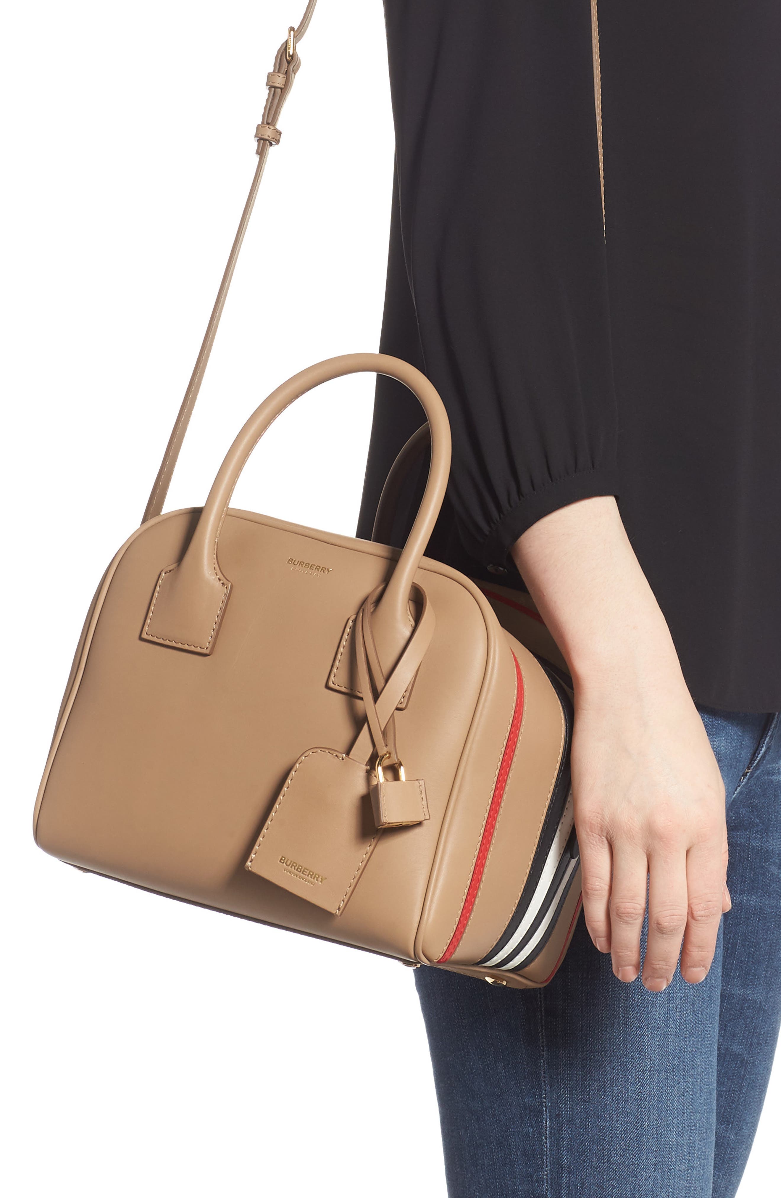 Burberry Small Leather Cube Bag, Alternate, color, 