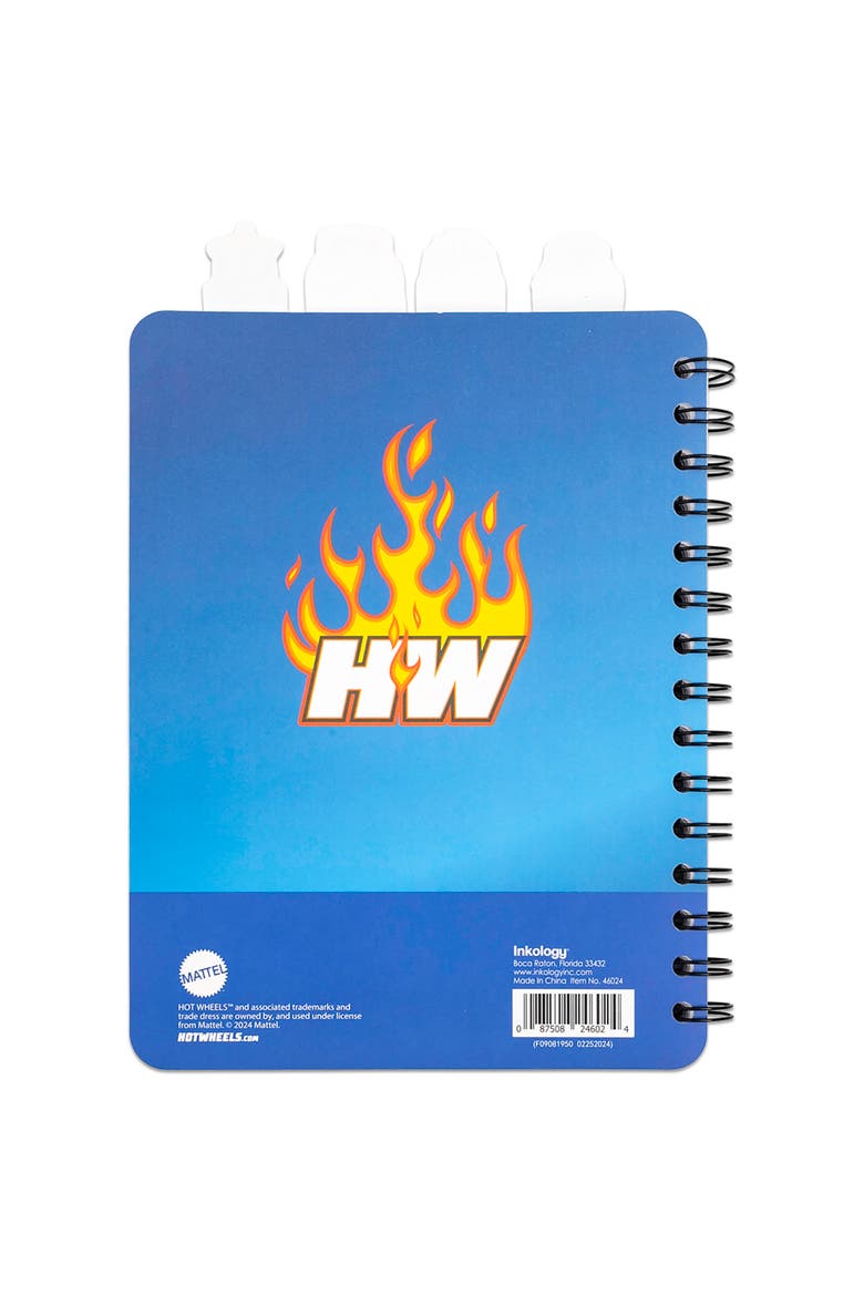 4 Tab Journal, Hot Wheels, 160 Pages, Racing Themed Spiral Notebook 3+, Alternate, color, Multicolored