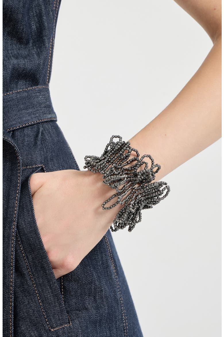 Hematite and Sterling Silver bracelet, Alternate, color, Lignite Grey