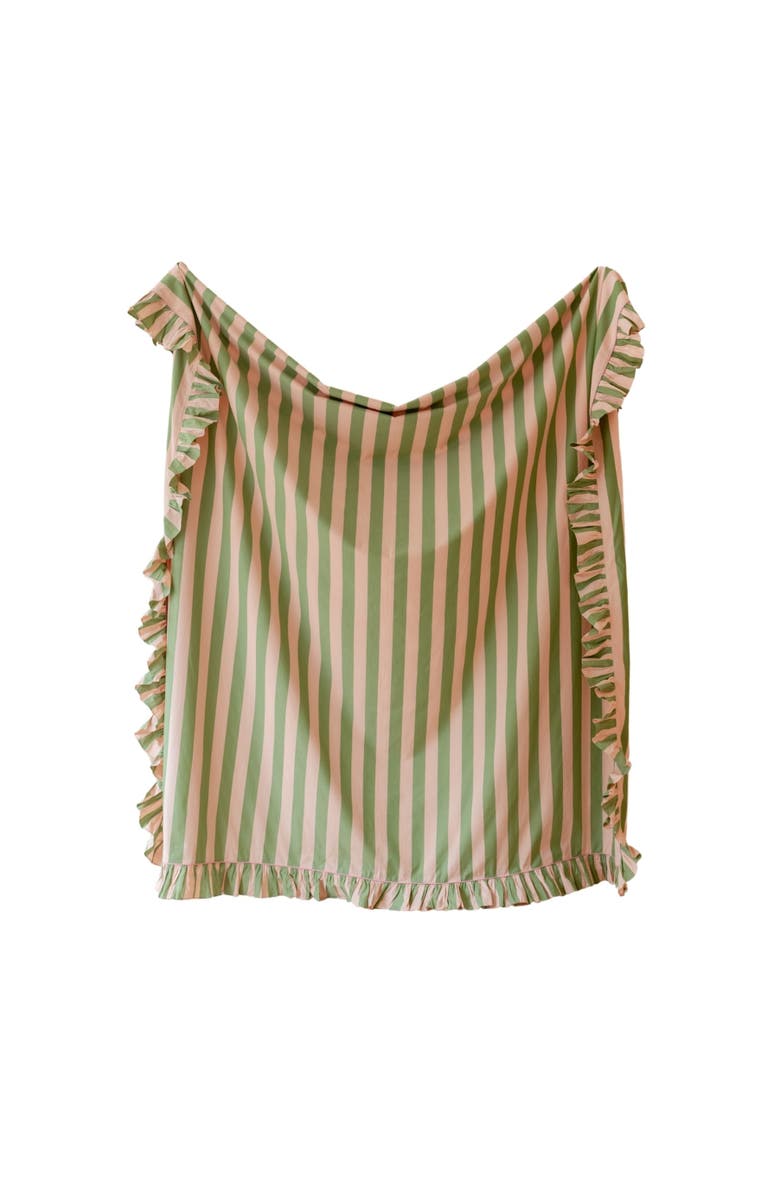 TBCo Cotton Ruffle Bedding Set, Main, color, Green Stripe