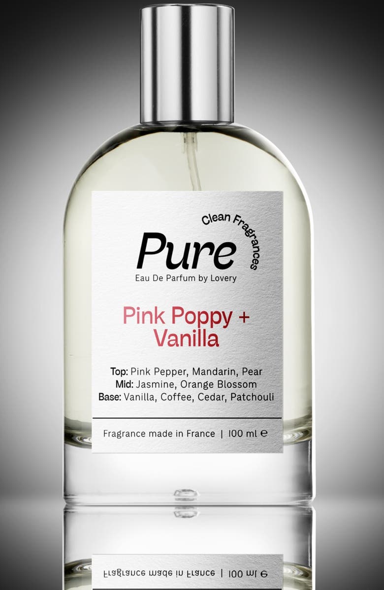 Lovery Pure Pink Poppy and Vanilla Eau de Parfum Spray, Made in France, 3.4 oz, Alternate, color, Silver, White, Cream, Black