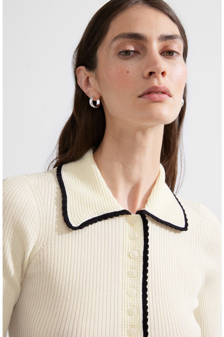 Rib Polo Sweater, Alternate, color, WHITE