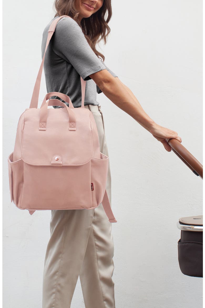 Robyn Convertible Faux Leather Diaper Backpack, Alternate, color, BLUSH