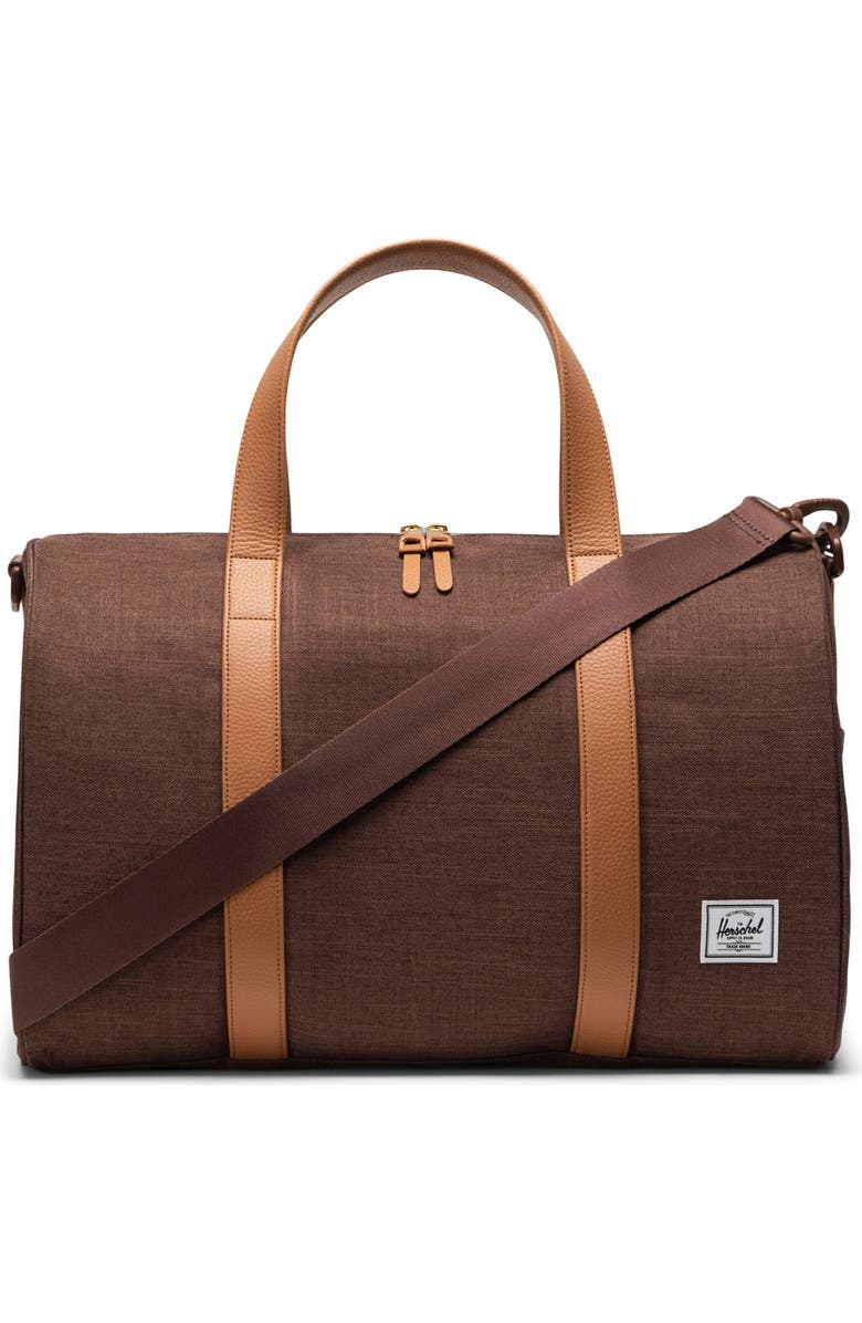 Herschel Supply Co. Novel Recycled Polyester Duffle Bag, Main, color, Potting Soil Crosshatch