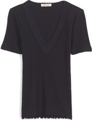 Madewell Lace Trim V-Neck Rib Top