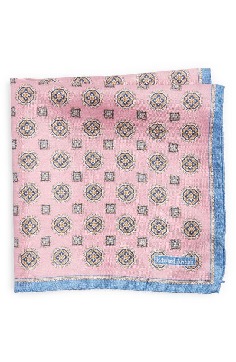 EDWARD ARMAH Neat Medallion Silk Pocket Square, Main, color, 