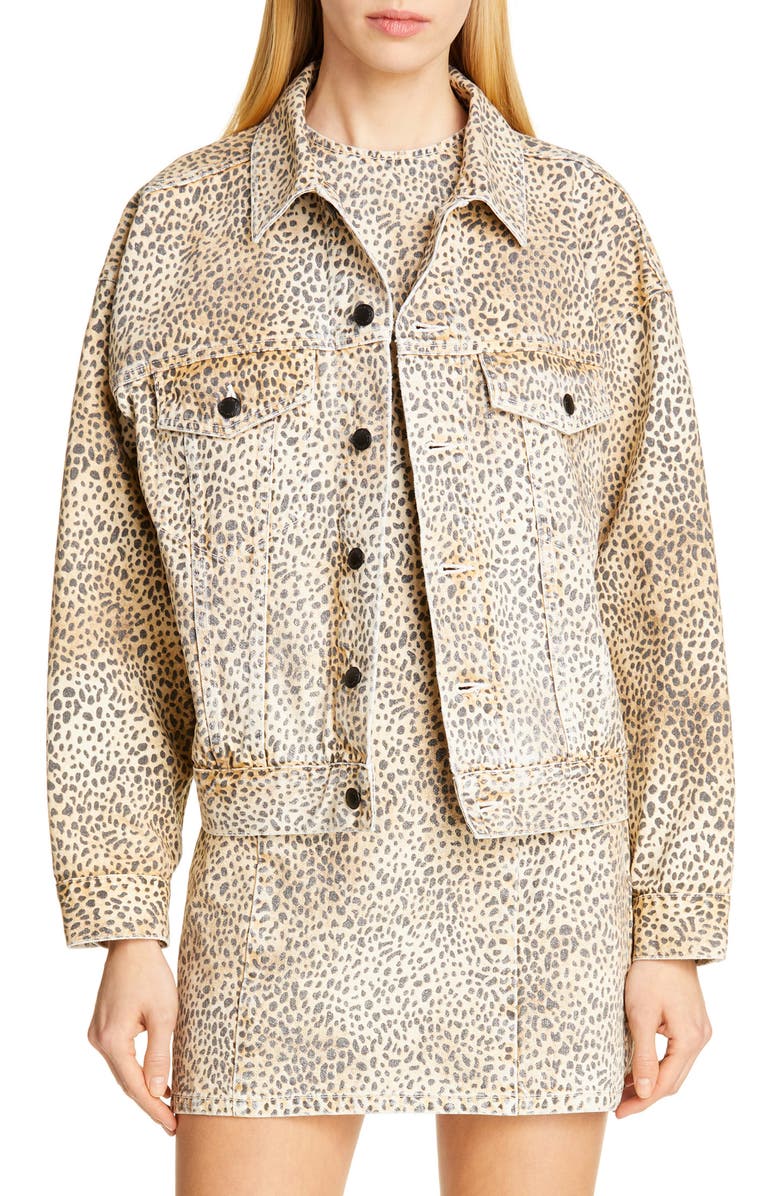 Denim x Alexander Wang Game Cheetah Print Denim Jacket, Main, color, 