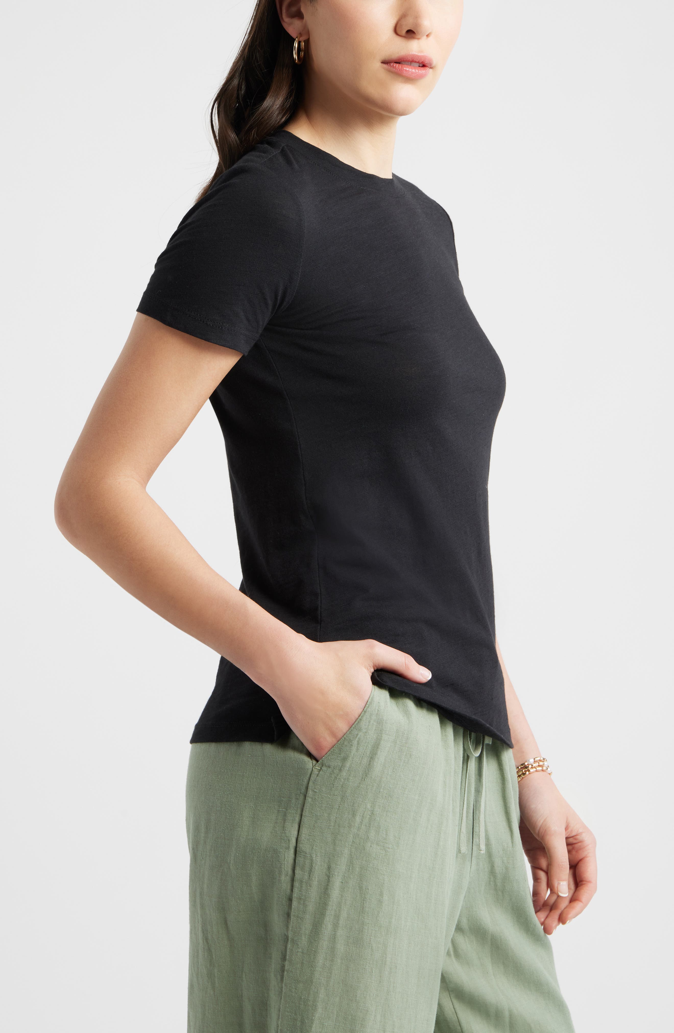 Женские Caslon® Cotton Blend Crewneck T-Shirt — фото 4