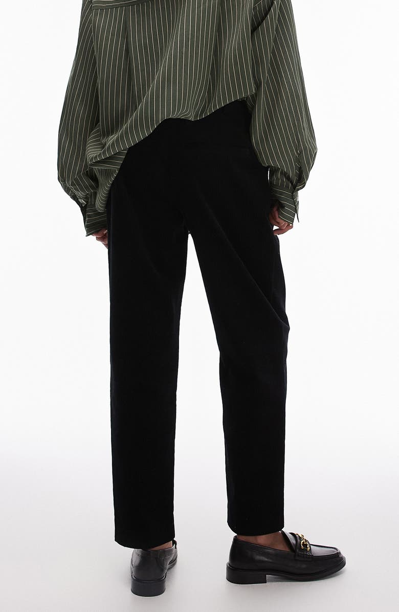 Topshop Corduroy Ankle Pants, Alternate, color, Black