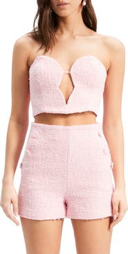 Bardot Eleni Cutout Strapless Tweed Corset Crop Top