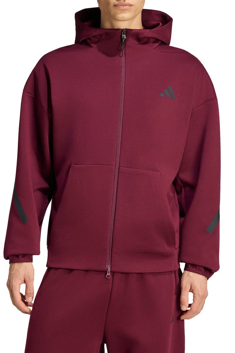 Z.N.E. AEROREADY Full Zip Performance Hoodie, Main, color, MAROON