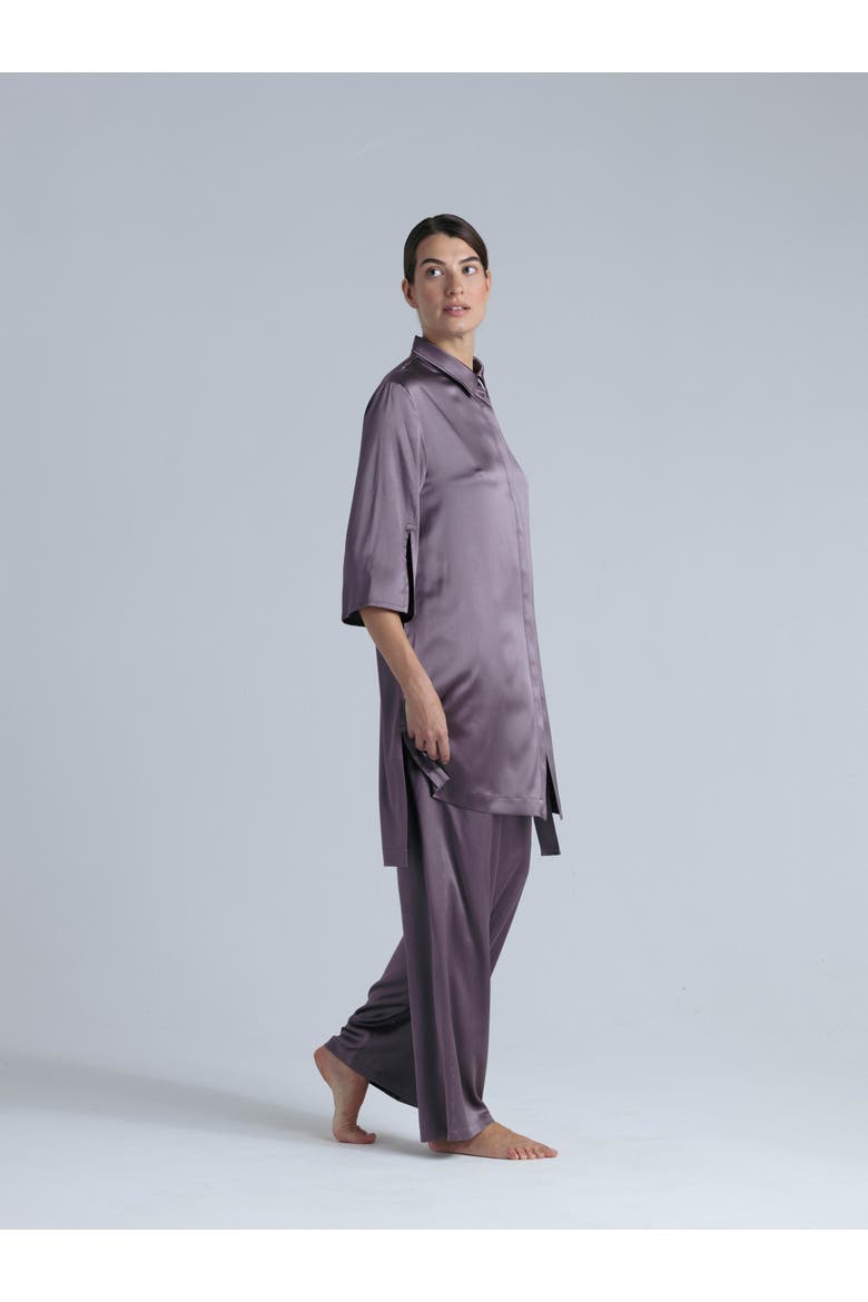 Silk Long Shirt Dress, Alternate, color, Noble Purple